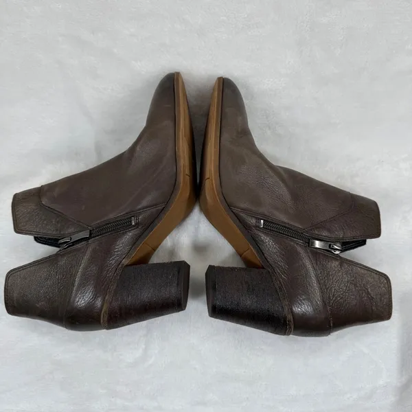 Franco‎ Sarto Womens Dark Brown Leather Pointed Toe Block Heel Ankle Booties 8M - Image 7