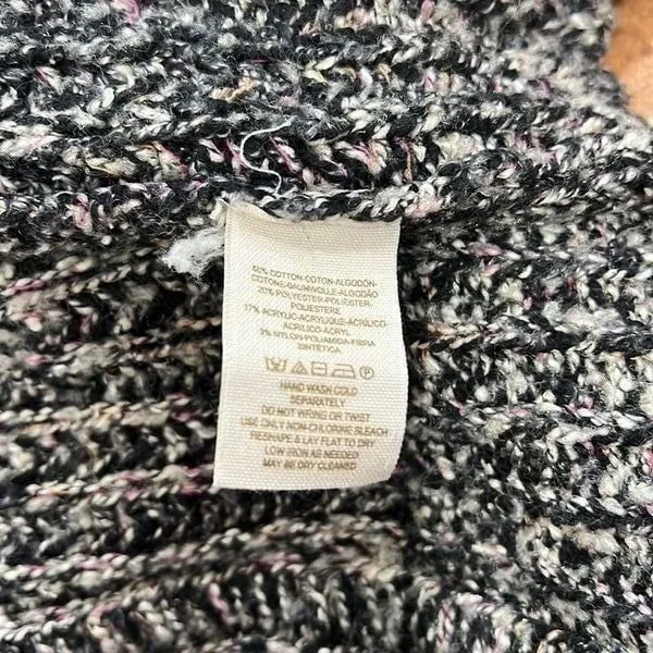 Free People Cardigan Womens‎ Black White Asymmetrical Zip Chunky Knit Small - Image 10