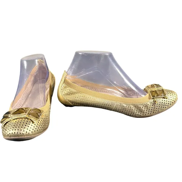 Staccato Gold Perforated Studded Ballet kitten heel Women‎ Size 39 - Image 2
