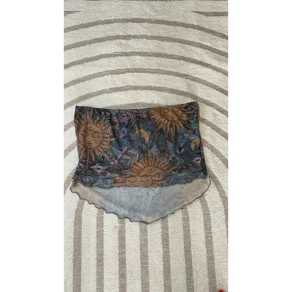 Romwe Whimsigoth Mesh Halter Top Beaded Sun Moon Print Boho Hippie Grunge Y2K Fest XL - Image 9