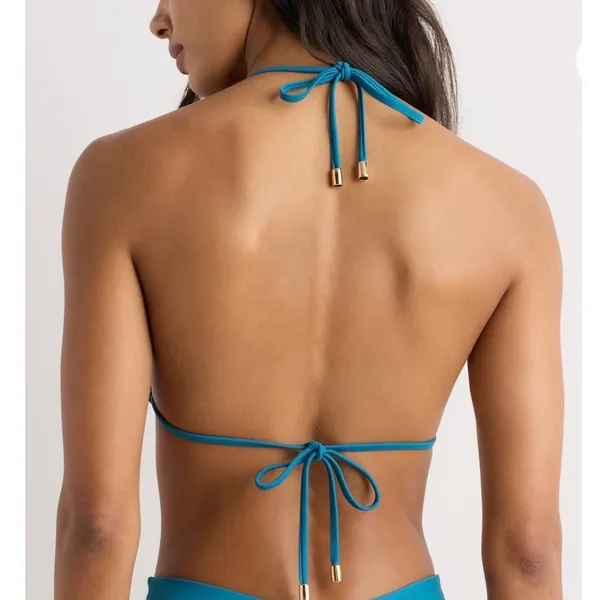 New Quince Women's Italian Triangle Bikini Top Lagoon Teal Blue Size Small - Image 2