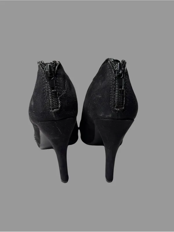 Nine West Black Suede Peep-Toe Stiletto Heels - Image 7