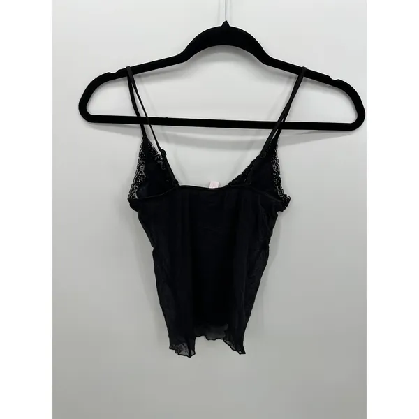 Victoria's Secret Womens Black‎ Sheer Tank Top Sz M Sexy Lace Festival Nylon - Image 2