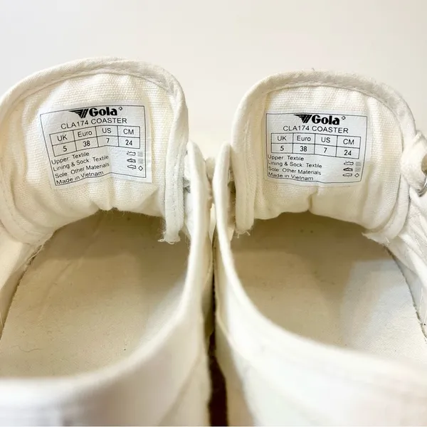 Gola Women’s Vegan Gola Classics Coaster Off White/Off White/Gold Size 7 - Image 11