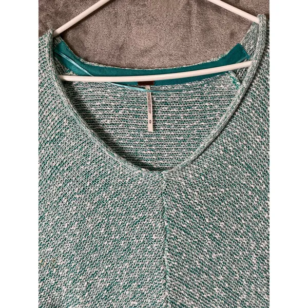 Free People Adriatic Sea Chunky Open Knit V-Neck Slouchy Pullover Sweater M New - Image 2