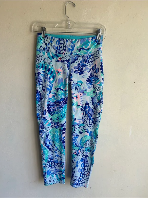 Lilly Pulitzer Luxletic Weekender Oasis Wave After Wave Cropped Leggings Sz Sm - Image 5