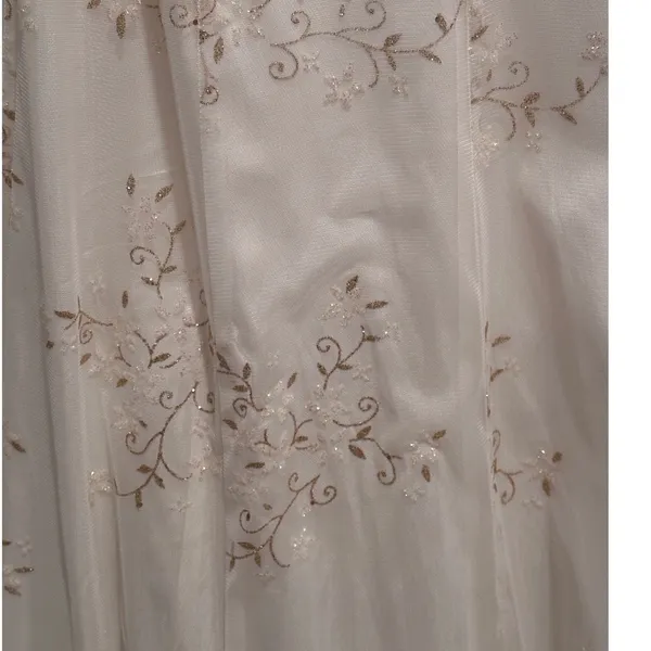 Betsy &‎ Adam Vintage White Floral Halter Sequin Cocktail Gown Dress Sz 8 - Image 14