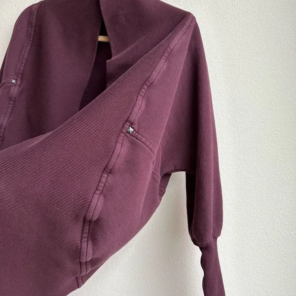 Aritzia Wilfred Diderot Cocoon Cardigan Maroon Purple Open Front Size XS - Image 3