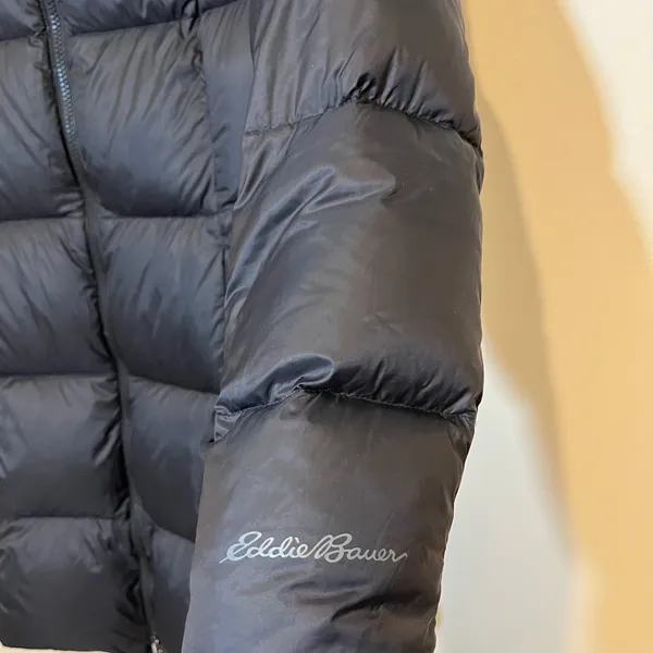 Eddie Bauer Jacket EB550 Down‎ Puffer Coat Hooded Black Small Winter Snow - Image 3