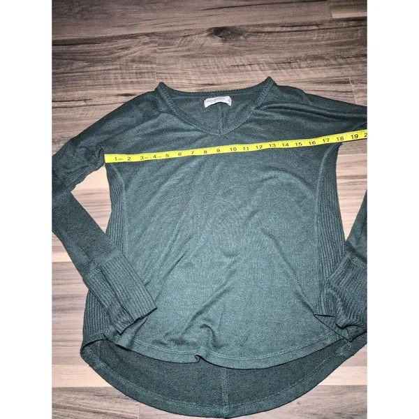 Abercrombie & Fitch Dark Teal V-Neck Long Sleeve Top - Image 4