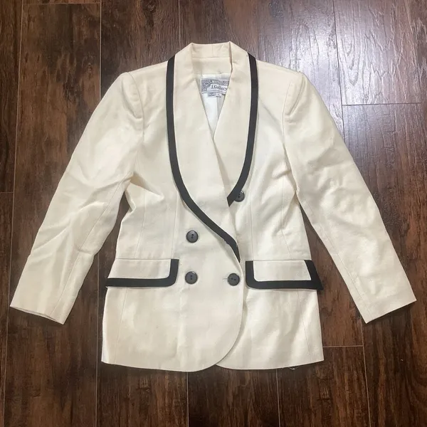 J. Gallery Contrast Trim Blazer Black Size 4 - Image 3