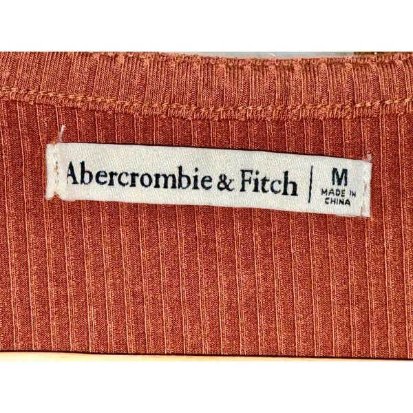 Abercrombie & Fitch Brown Ribbed Knit Cutout Ruched Mini Dress Womens Size M - Image 3