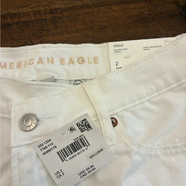 American Eagle Relaxed Shorts Strigid Women’s Size 2 White Denim Short New NWT - Image 2