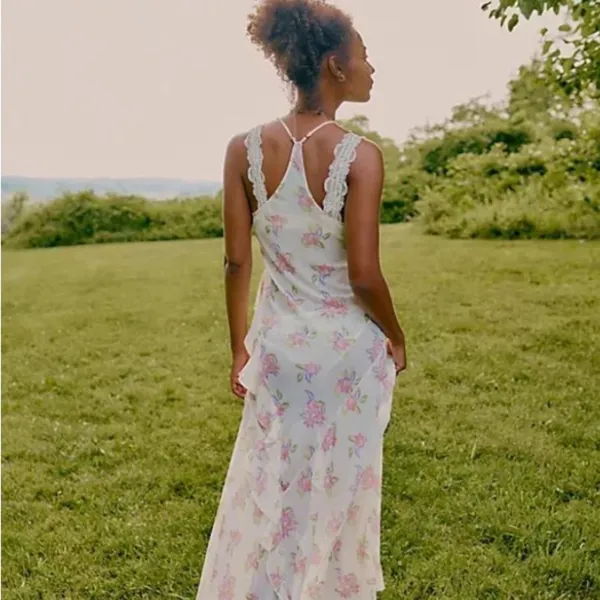 Free People Cream Sleeveless V-Neck Maxi Sundress - Image 4