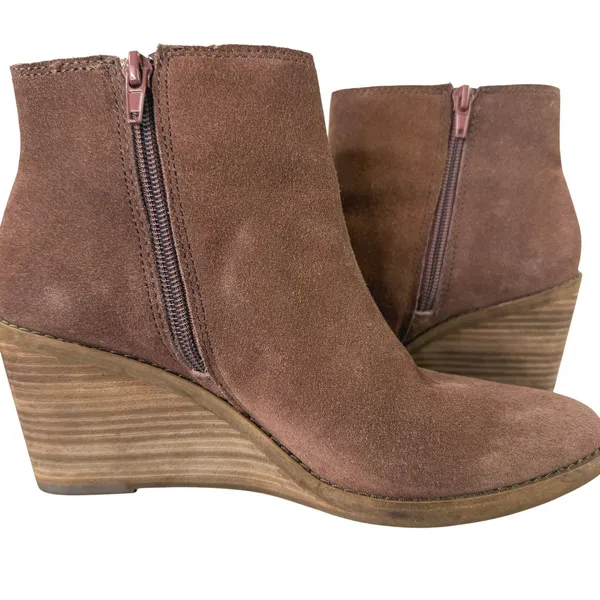 Frye and Co Wedge Booties Womens‎ 7 Brown Suede Pointed Toe Ankle Boots - Image 10