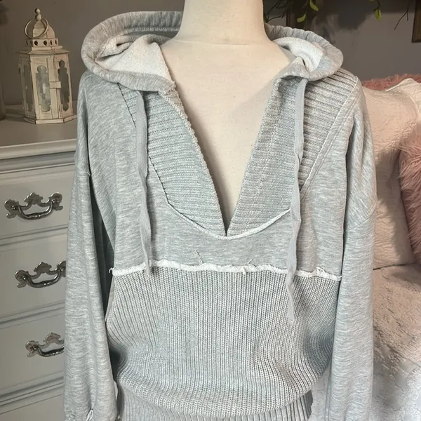Oversized Comfy Hooded Sweatshirt Sweater Grsy - Image 3