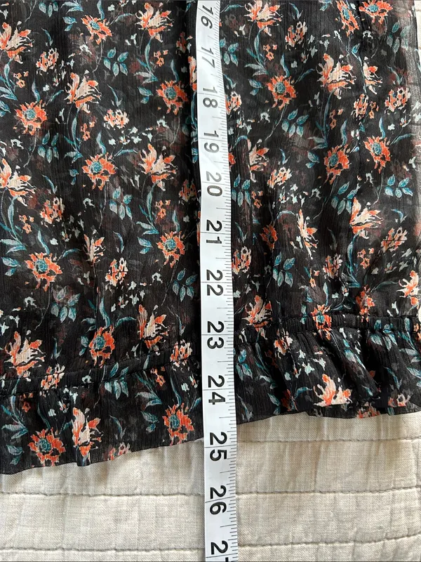 Natural life, black sheer floral BoHo cottage peasant, 3/4 sleeve blouse top XL - Image 13