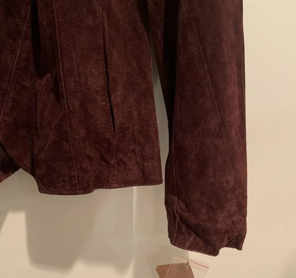 NWT Siena Espresso Chocolate Brown Leather Suede Blazer Jacket 10 - Image 3