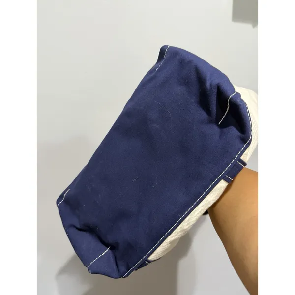 L.L.Bean Boat and Tote Canvas Bag Navy Natural Made in USA READ T - Image 4