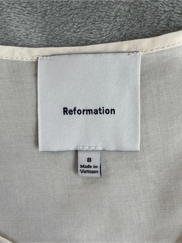 Reformation Floria Top Button-Front back tie Cream minimalist career classic 8 - Image 5