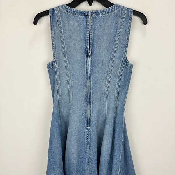 Madewell Circle Mini Dress Airy Denim Ashbury Wash Blue Fit Flare XXS NWT - Image 12