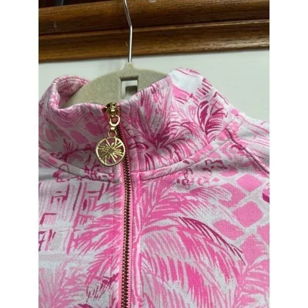 Lilly‎ Pulitzer Skipper Popover Half-Zip Top Paradise Pink Rule Breakers Size XS - Image 3