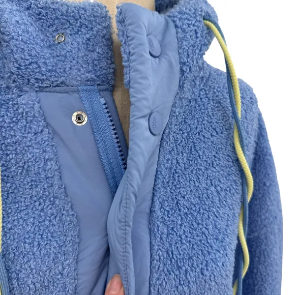 Free People Fuzzy Was She Pullover Blue‎ Sherpa Fleece Hoodie Womens Small - Image 8