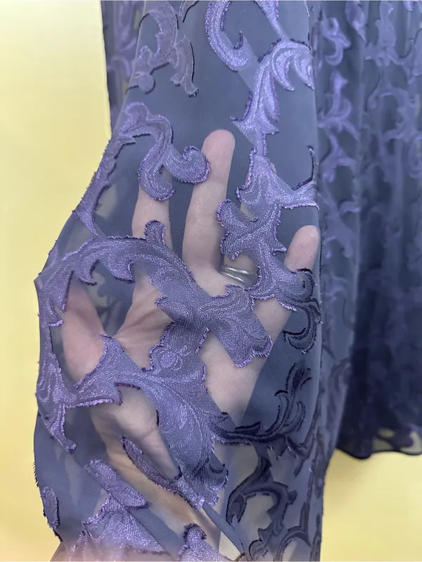 Vintage 90s Victoria’s Secret Gold Label Purple Maxi Slip Dress Sheer Scroll S - Image 9