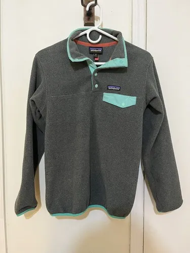 Patagonia Synchilla Snap-T Fleece Pullover Jacket Logo Gray Teal Women’s Size XS - Image 2
