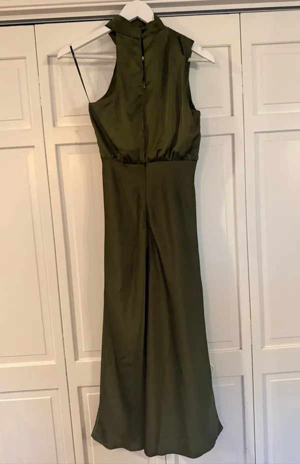 Lulus distinctive charm satin draped high neck dress size xs - Image 6