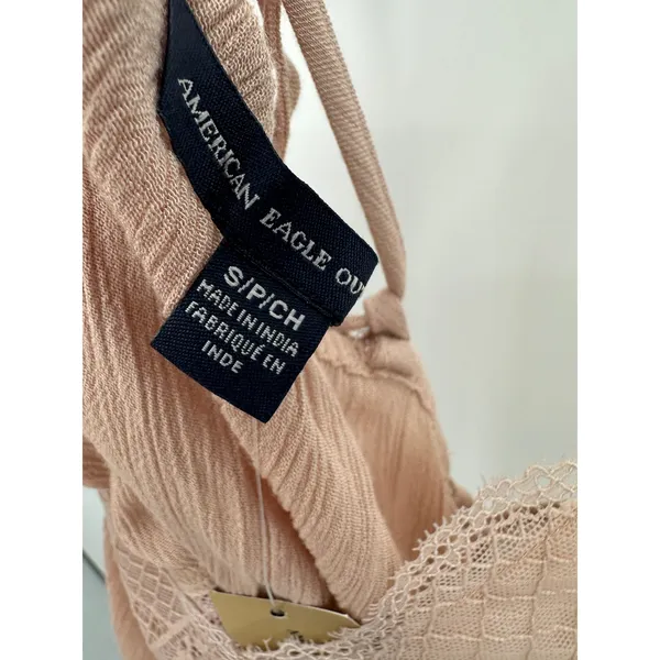 American Eagle Pink Lace V-Neck Tie‎ Back Sleeveless Tank Top Small 7488-107 - Image 4