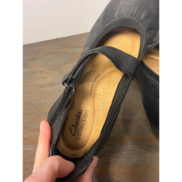 Clarks Emily 2 Mabel Black Leather Mary Jane Block Heel Shoes Size 9 - Image 9