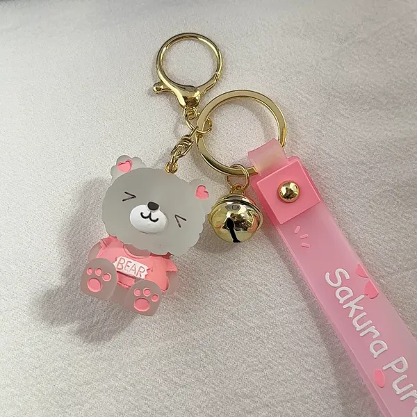 Teddy Bear Car Keychain Bell Keychain Charm Bag Charm Couple Gifts - Image 2