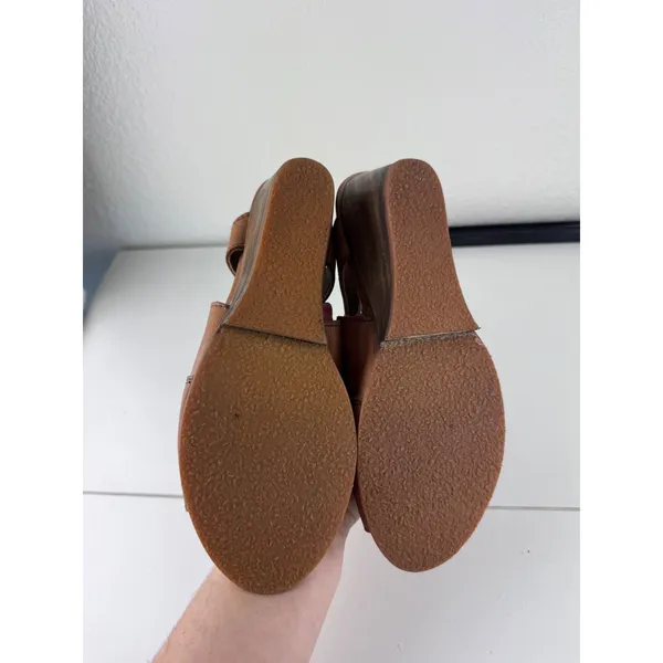 Seal of the Sutro San Francisco Leather‎ Slingback Wedge Sandals Size 7.5 Boho - Image 3