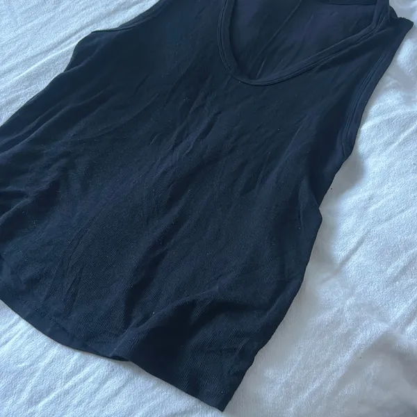 Free People Black Flowy Ribbed‎ Tank - Image 3