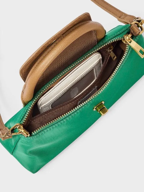 Classic Green and Tan Top-Handle Women’s Bag - Image 3