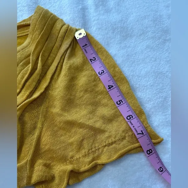 Anthropologie By Moth Mustard Sweater Wrap Puff Sleeve Mini Dress Pockets XS - Image 11