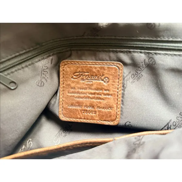 Womens Vintage Fossil Brown Pebbled Handbag Buckle Shoulder Bag Hobo Purse - Image 7