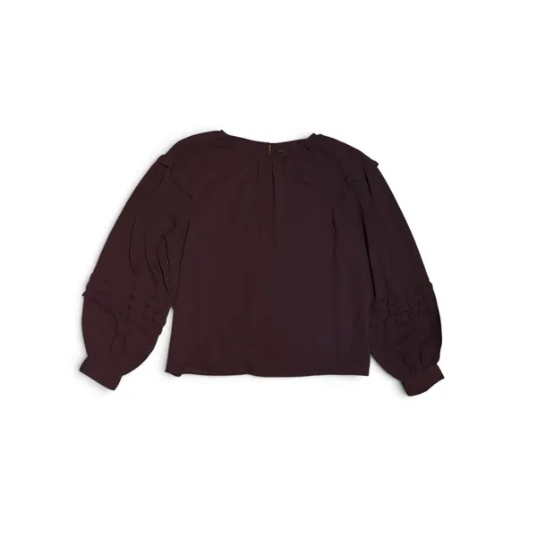Ann Taylor Purple Crinkle Chiffon Ruffle Long Sleeve Blouse Size L - Image 2