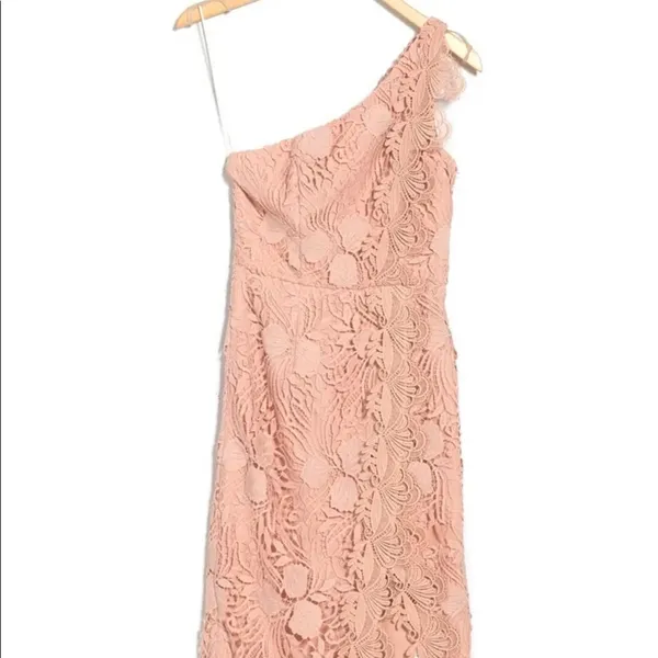 Reiss Mena Crochet Lace One-Shoulder Dress Blush Pink NWT Size 2 - Image 3