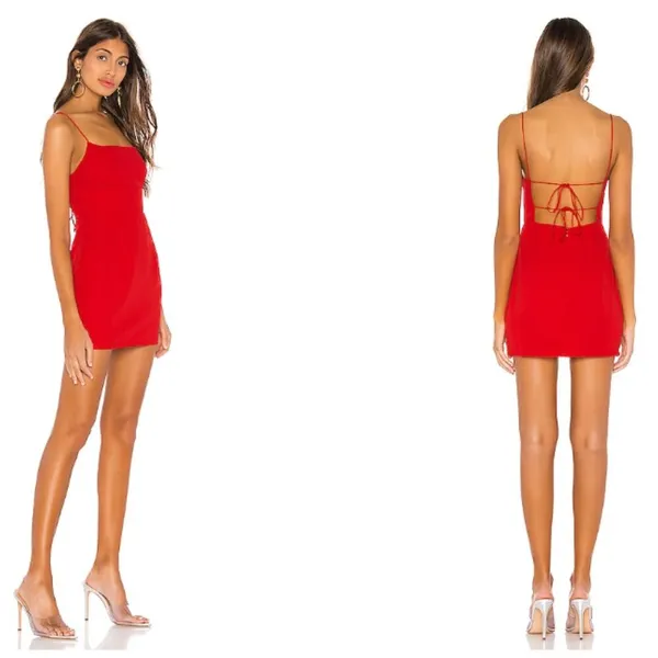 Super Down Revolve Dixie Backless Red Dress Size Medium 2048 - Image 2