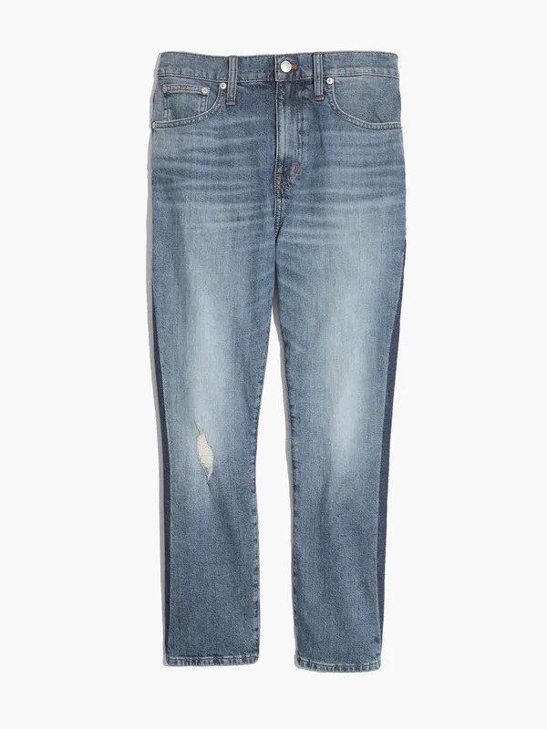 Madewell High-Rise Slim Boyjean Women's Size 26 Relaxed Fit Two-Toned Cropped - Image 4