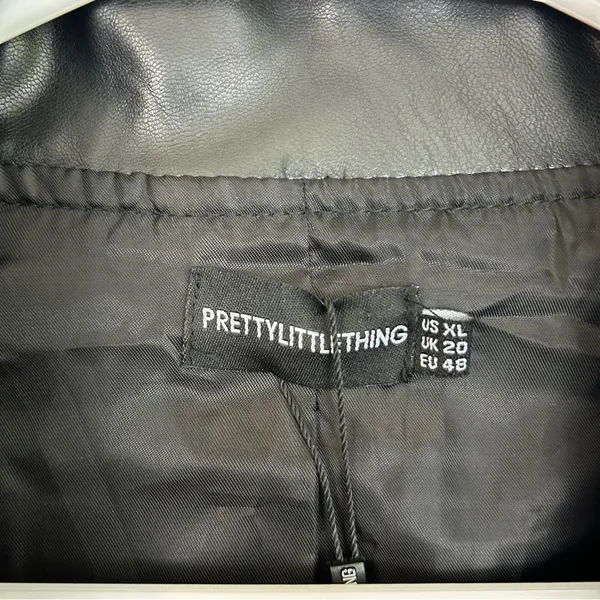 NWT PrettyLittleThing Black Faux Leather PU Biker/Moto Jacket Plus Size XL - Image 11