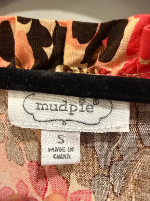 Mudpie V-Neck Ruffle Detail Patterned Midi Dress Pink Orange Multi - Image 6