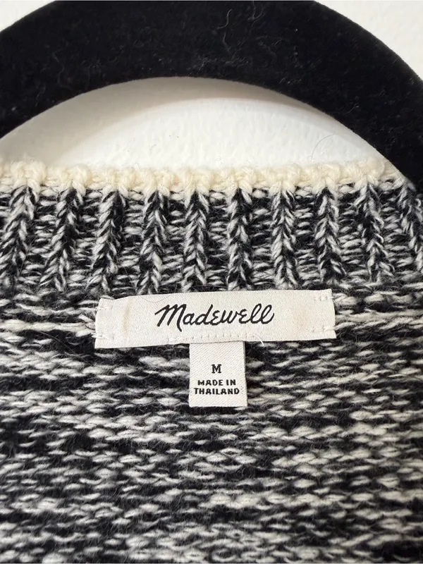 {M} Madewell Marled Patchwork Cardigan Merino Wool Sweater - Image 2