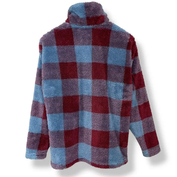 Eddie Bauer Pullover Jacket Plaid Faux Fur Fleece Size Small Sweatshirt Women‎ - Image 4