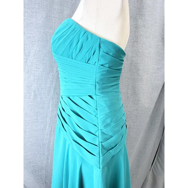 Azazie Teal Strapless Sweetheart Ruched Chiffon Mini Dress Size C‎ - Image 6