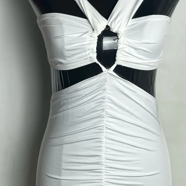 Fashion Elegant White Evening Dress body con fit mermaid dress Medium NWT - Image 3