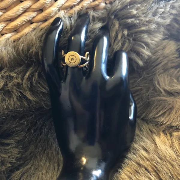 Vintage handmade hammered brass bullet primer ring - Image 3