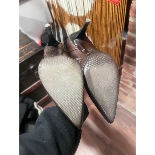 Salvatore Ferragamo Vintage Brown Leather Knee High Stiletto Boots Made Italy US 7 - Image 11